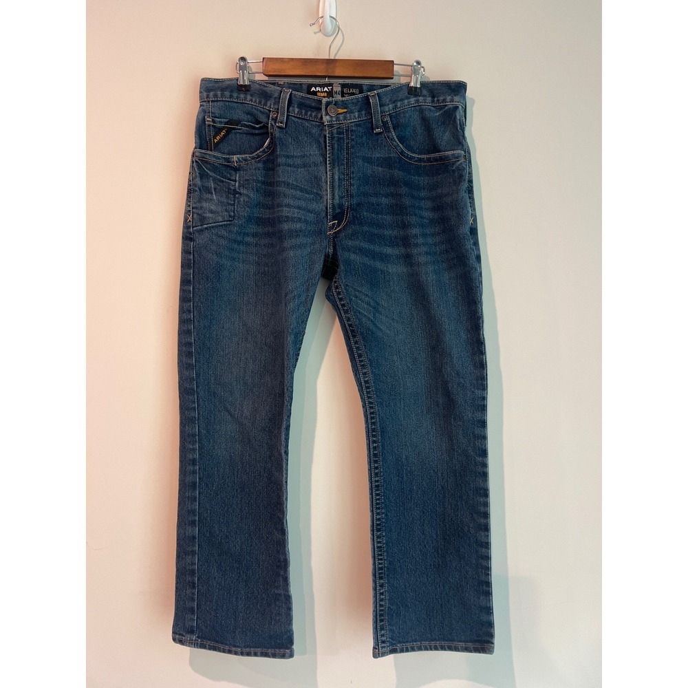 Ariat Rebar M4 Mens Relaxed Boot Cut Jeans Medium Wash 36x30 Workwear Denim